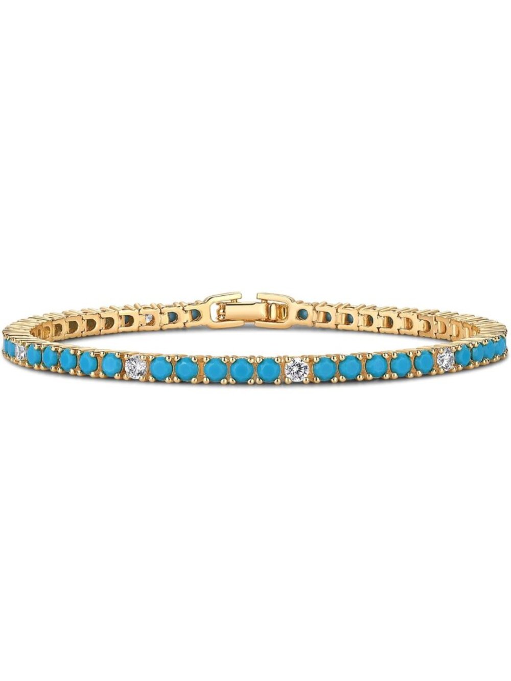 Colorful 14K Gold Plated Tennis Bracelet for Women, Sparkling Cubic Zirconia